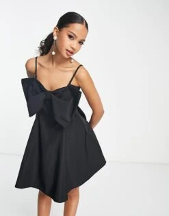 Nobody's Child Valerie Bow Front Structured Mini Dress In Black For Women