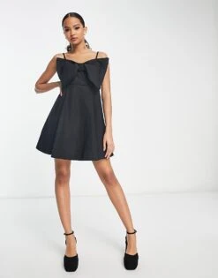Nobody's Child Valerie Bow Front Structured Mini Dress In Black For Women -Nobody’s Child Shop 204012242 4