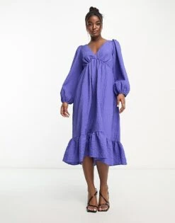 Nobody's Child Ammie Midi Dress In Periwinkle Blue For Women -Nobody’s Child Shop 204237033 4