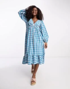 Nobody's Child Ammie Midi Dress In Green And Blush Check For Women Green/blush Check -Nobody’s Child Shop 204237041 1 greenblushcheck 1