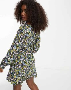 Nobody's Child Tash Frill Hem Mini Tea Dress In Ditsy Floral For Women -Nobody’s Child Shop 204237082 4