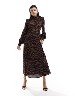 Nobody's Child Highneck Maxi Dress With Open Back In Zebra Print For Women Multi -Nobody’s Child Shop 205530334 4
