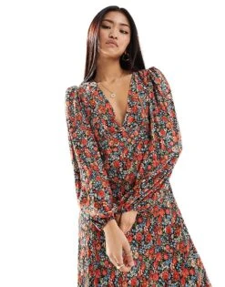 Nobody's Child Lou Balloon Sleeve Midi Dress In Ditsy Red Floral For Women Multi -Nobody’s Child Shop 205897424 1 multi 1