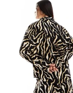 Nobody's Child Una Utility Shirt Co-ord In Zebra Print For Women Black -Nobody’s Child Shop 205897574 4