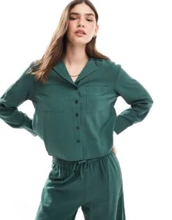 Nobody's Child Alma Shirt Co-ord In Green For Women