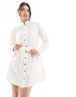 Nobody's Child Mia Utility Mini Shirt Dress In White For Women -Nobody’s Child Shop 206192887 1 white 1