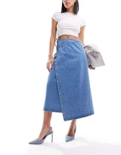 Nobody's Child Latimer Wrap Denim Skirt In Blue For Women Light Blue -Nobody’s Child Shop 206193000 1 lightblue 1
