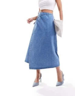 Nobody's Child Latimer Wrap Denim Skirt In Blue For Women Light Blue -Nobody’s Child Shop 206193000 5