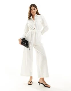 Nobody's Child Miranda Wide Leg Utility Style Jumpsuit In White For Women -Nobody’s Child Shop 206193049 1 white 1