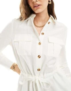 Nobody's Child Miranda Wide Leg Utility Style Jumpsuit In White For Women -Nobody’s Child Shop 206193049 4