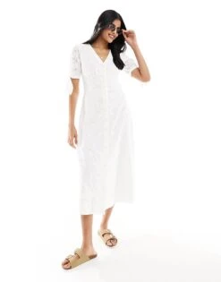 Nobody's Child Alexis Broderie Midi Dress In White For Women -Nobody’s Child Shop 206193123 1 white 1