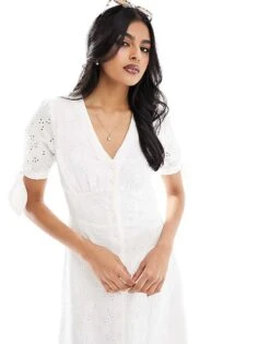 Nobody's Child Alexis Broderie Midi Dress In White For Women -Nobody’s Child Shop 206193123 3