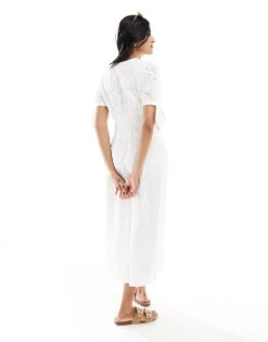 Nobody's Child Alexis Broderie Midi Dress In White For Women -Nobody’s Child Shop 206193123 4