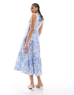 Nobody's Child Charlie Shirred Midaxi Dress In Blue Floral For Women -Nobody’s Child Shop 206193155 3