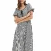 Nobody's Child Bertie Micro Gingham Midi Dress In Black And White For Women Black White Gingham -Nobody’s Child Shop 206193227 1 blackwhitegingham