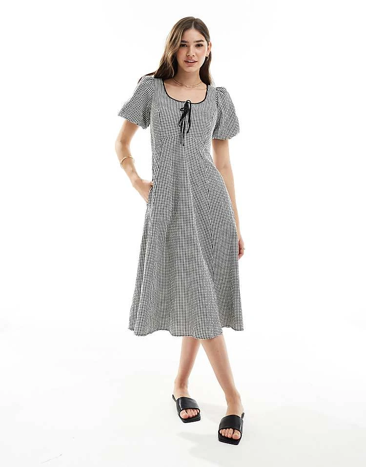 Nobody's Child Bertie Micro Gingham Midi Dress In Black And White For Women Black White Gingham 4 Nobody's Child Bertie Micro Gingham Midi Dress In Black And White For Women Black White Gingham - Image 2