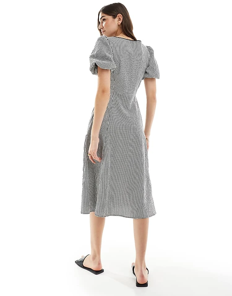 Nobody's Child Bertie Micro Gingham Midi Dress In Black And White For Women Black White Gingham 6 Nobody's Child Bertie Micro Gingham Midi Dress In Black And White For Women Black White Gingham - Image 4