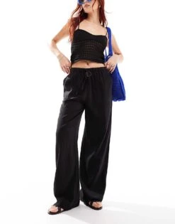 Nobody's Child Shona Wide Leg Trouser In Black For Women -Nobody’s Child Shop 206196218 1 black 1