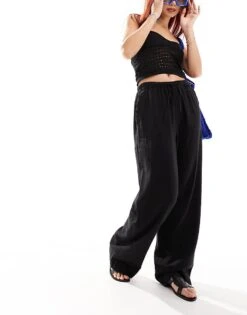 Nobody's Child Shona Wide Leg Trouser In Black For Women -Nobody’s Child Shop 206196218 3