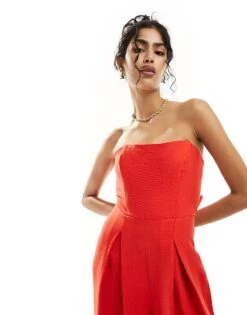 Nobody's Child Rory Bandeau Wide Leg Jumpsuit In Red For Women -Nobody’s Child Shop 206203929 3