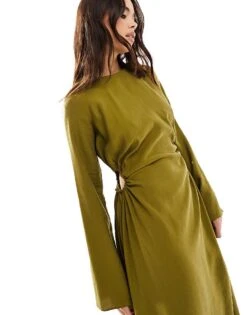 Nobody's Child Lianne Cut Out Long Sleeve Midaxi Dress In Green For Women -Nobody’s Child Shop 206207176 1 green 1