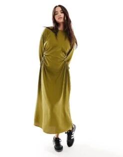 Nobody's Child Lianne Cut Out Long Sleeve Midaxi Dress In Green For Women -Nobody’s Child Shop 206207176 4