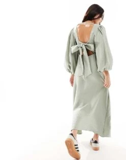 Nobody's Child Zola Balloon Sleeve Midaxi Dress In Green For Women -Nobody’s Child Shop 206207222 1 green 1