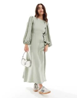 Nobody's Child Zola Balloon Sleeve Midaxi Dress In Green For Women -Nobody’s Child Shop 206207222 3