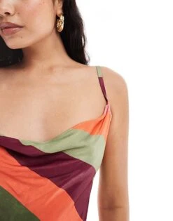 Nobody's Child Cece Satin Midaxi Dress In Multi Colour Stripe For Women -Nobody’s Child Shop 206213388 4