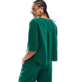 Nobody's Child Bobbie Linen Shirt Co-ord In Green For Women -Nobody’s Child Shop 206213499 4