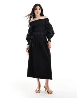 Nobody's Child Amanda Off Shoulder Smock Top Co-ord In Black For Women -Nobody’s Child Shop 206213515 4