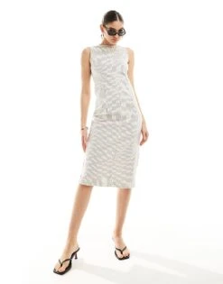 Nobody's Child Farringdon Denim Midi Dress In Cream Pinstripe For Women