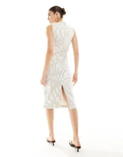 Nobody's Child Farringdon Denim Midi Dress In Cream Pinstripe For Women -Nobody’s Child Shop 206213563 4