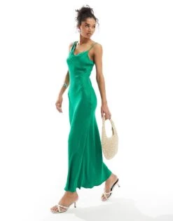 Nobody's Child Aggie Drape Neck Satin Maxi Dress In Green For Women -Nobody’s Child Shop 206214214 1 green 1