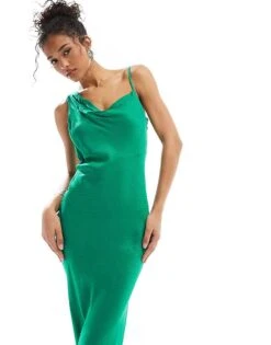 Nobody's Child Aggie Drape Neck Satin Maxi Dress In Green For Women -Nobody’s Child Shop 206214214 3