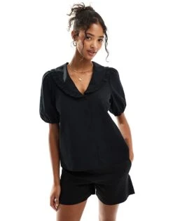 Nobody's Child Emmie Collar Blouse In Black For Women