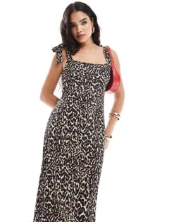 Nobody's Child Adrain Cami Midi Dress In Leopard Print For Women Multi