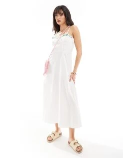 Nobody's Child Embroidered Pippin Midi Dress In White For Women