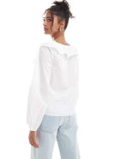Nobody's Child Ada Blouse With Ruffle Collar In White For Women -Nobody’s Child Shop 206594805 3