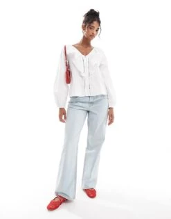 Nobody's Child Ada Blouse With Ruffle Collar In White For Women -Nobody’s Child Shop 206594805 4