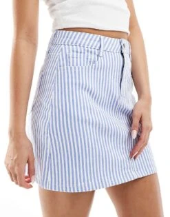 Nobody's Child Mini Skirt In Stripe Denim For Women Blue -Nobody’s Child Shop 206671747 1 blue 1