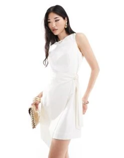 Nobody's Child Lotte Tie Waist Mini Dress In Cream For Women -Nobody’s Child Shop 206686564 3