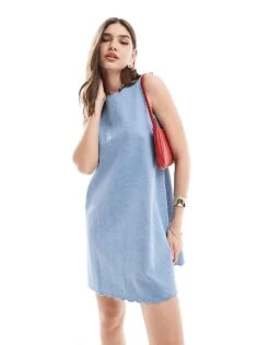 Nobody's Child Finsbury Scallop Mini Dress In Denim For Women Blue -Nobody’s Child Shop 206686596 1 blue 1