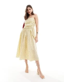 Nobody's Child Felicity Bandeau Midaxi Dress In Ditsy Yellow For Women -Nobody’s Child Shop 206686605 1 yellow 1