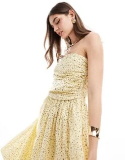 Nobody's Child Felicity Bandeau Midaxi Dress In Ditsy Yellow For Women -Nobody’s Child Shop 206686605 4
