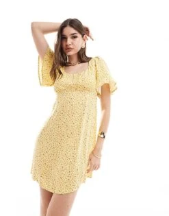 Nobody's Child Dee Dee Mini Dress Ditsy Yellow For Women -Nobody’s Child Shop 206686643 1 yellow 1