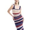 Nobody's Child Wide Neck Midi Dress In Stripe For Women Multi