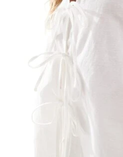 Nobody's Child Bernadetta Long Sleeve Tie-detail Blouse In White For Women -Nobody’s Child Shop 206902628 4