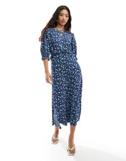 Nobody's Child Felicia Midi Dress In Ditsy Blue Floral For Women Navy -Nobody’s Child Shop 206922708 1 navy 1