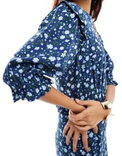 Nobody's Child Felicia Midi Dress In Ditsy Blue Floral For Women Navy -Nobody’s Child Shop 206922708 3